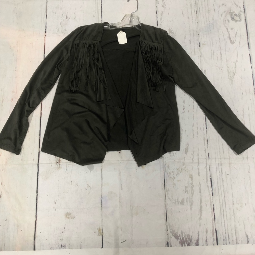 Dark Green fringe cardigan! New with tags!